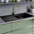 Bacha Cocina Doble Pileta Hafele Magnum Cuarzo C/ Escurridor